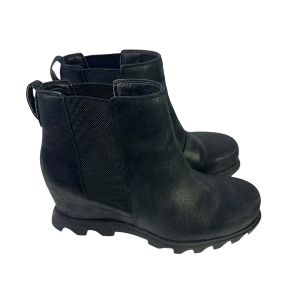 Sorel Women's Joan of Arctic Wedge III Chelsea boots in black leather size 11 - Picture 3 of 11